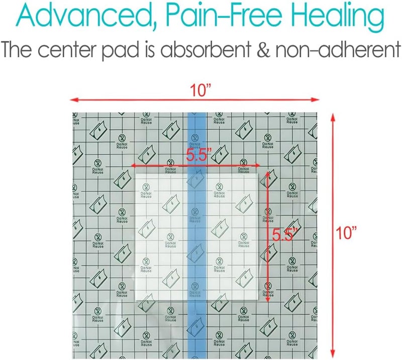 EaseToU 10.2"x10.2" Waterproof Dialysis Port Shower Covers Protector for Chest with No Glue On The Center, PICC Line Chest Port Shield Island Bandage Dressing Accessories, Pack of 25 - Image 5